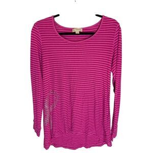 One World Shirt Pink Striped Long Sleeve Breast Cancer Awareness Women’s Large
